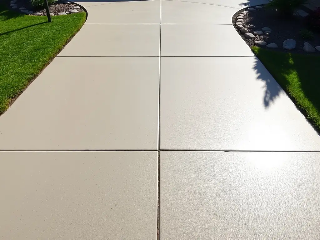 A clean driveway free of oil stains and dirt after a pressure washing service, highlighting the improved curb appeal.